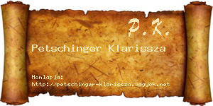 Petschinger Klarissza névjegykártya